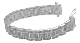 Pulsera Plata 925 Rolo Gruesa con Zirconias para Hombre - Imagen 2
