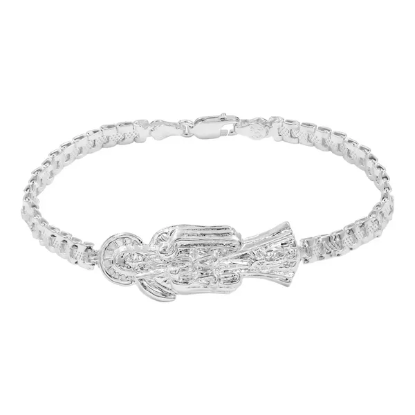 Pulsera Plata 925 Rolo Santa Muerte Lisa 18cm - Imagen 1