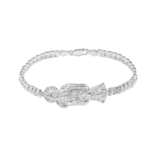Pulsera Plata 925 Rolo Santa Muerte Lisa 18cm - Imagen 1