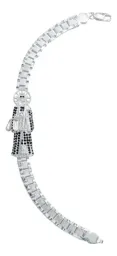 Pulsera Rolo Santa Muerte Negra Plata .925 con Zirconias - Imagen 1