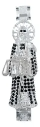 Pulsera Rolo Santa Muerte Negra Plata .925 con Zirconias - Imagen 2