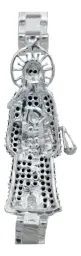 Pulsera Rolo Santa Muerte Negra Plata .925 con Zirconias - Imagen 3
