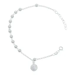 Pulsera Plata 925 San Benito Bola Lisa Ajustable - Imagen 1