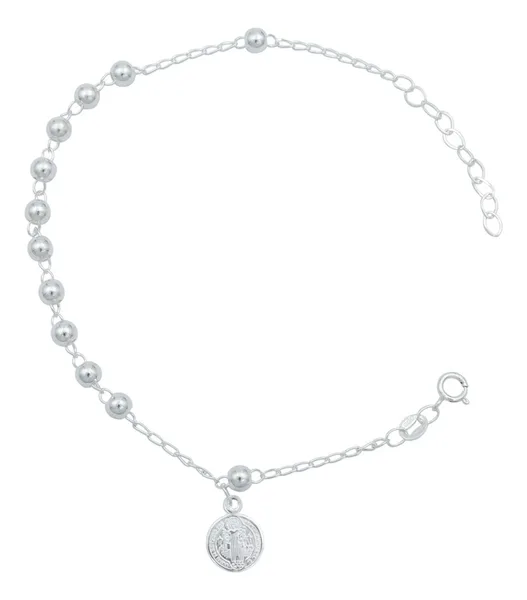 Pulsera Plata 925 San Benito Bola Lisa Ajustable - Imagen 1