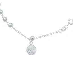 Pulsera Plata 925 San Benito Bola Lisa Ajustable - Imagen 2