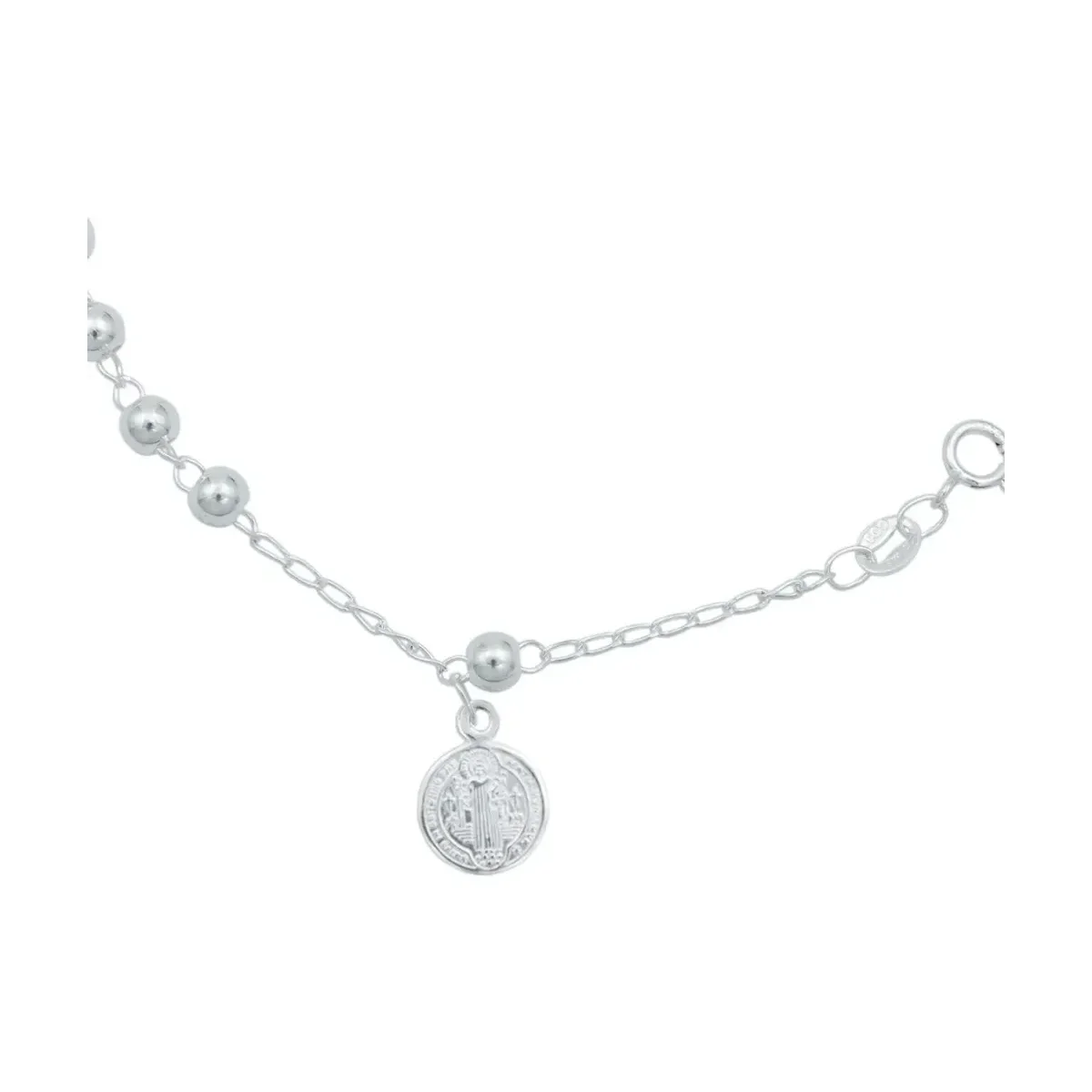 Pulsera Plata 925 San Benito Bola Lisa Ajustable - Imagen 2