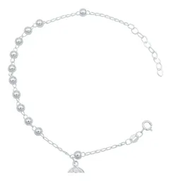 Pulsera Plata 925 San Benito Bola Lisa Ajustable - Imagen 3