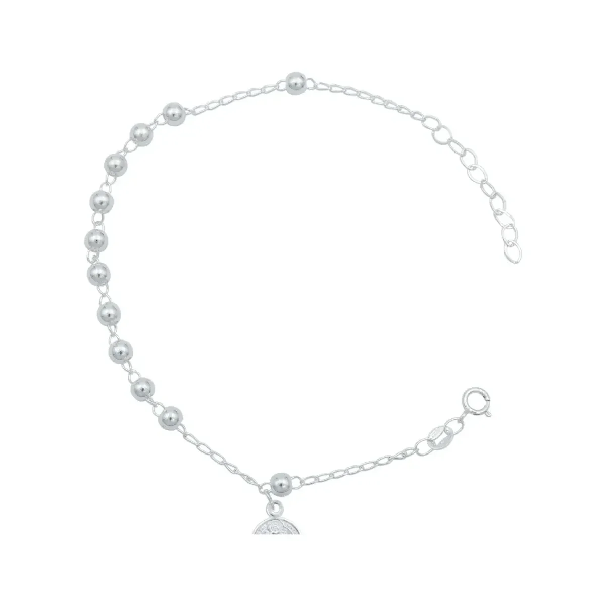 Pulsera Plata 925 San Benito Bola Lisa Ajustable - Imagen 3