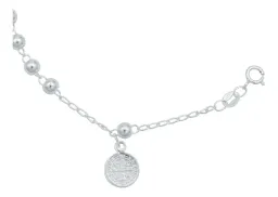 Pulsera Plata 925 San Benito Bola Lisa Ajustable - Imagen 5