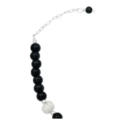 Pulsera Plata 925 San Benito Bolitas Cordón Negro Ajustable Unisex - Imagen 3