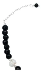 Pulsera Plata 925 San Benito Bolitas Cordón Negro Ajustable Unisex - Imagen 3