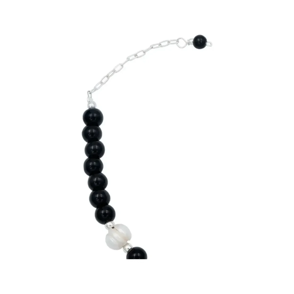 Pulsera Plata 925 San Benito Bolitas Cordón Negro Ajustable Unisex - Imagen 3