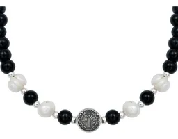 Pulsera Plata 925 San Benito Bolitas Cordón Negro Ajustable Unisex - Imagen 4