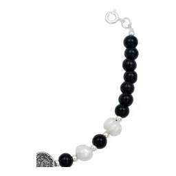 Pulsera Plata 925 San Benito Bolitas Cordón Negro Ajustable Unisex - Imagen 5