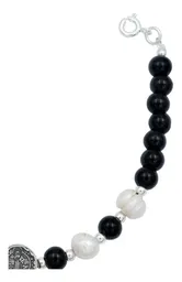 Pulsera Plata 925 San Benito Bolitas Cordón Negro Ajustable Unisex - Imagen 5