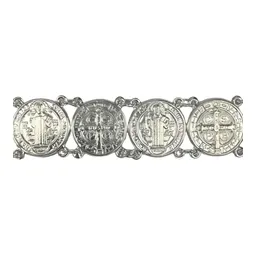 Pulsera San Benito de Plata .925 con Medallas Troqueladas 18 cm - Imagen 3