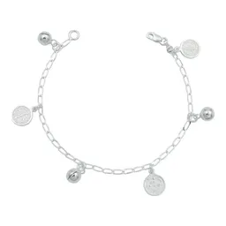 Pulsera Plata 925 Medalla San Benito Doble Vista Protección - Imagen 1