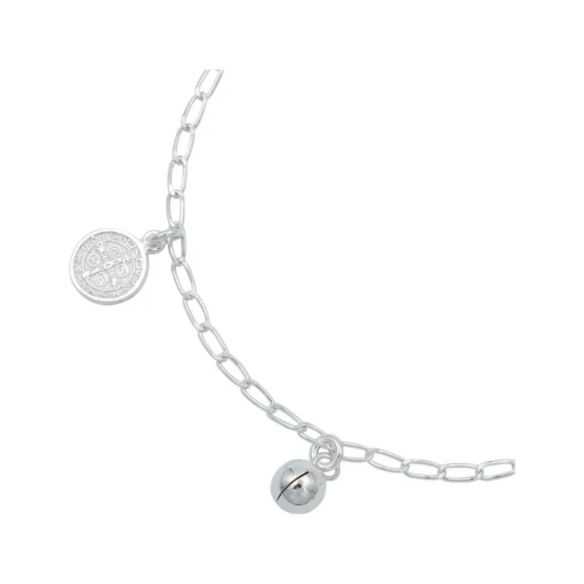 Pulsera Plata 925 Medalla San Benito Doble Vista Protección - Imagen 2