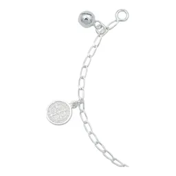 Pulsera Plata 925 Medalla San Benito Doble Vista Protección - Imagen 4