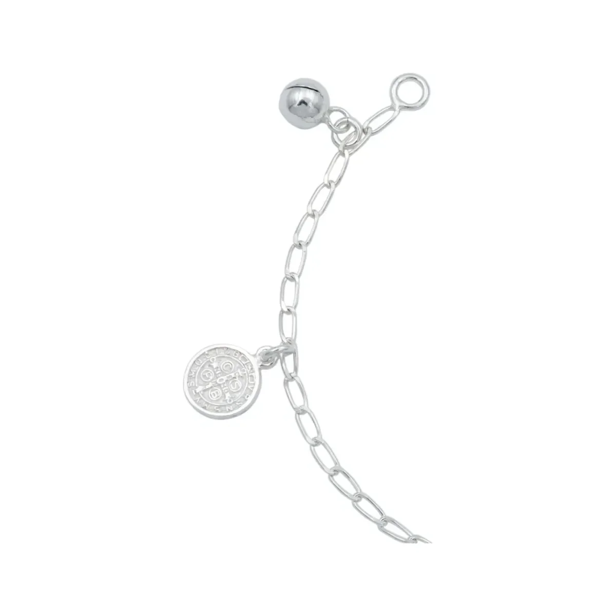 Pulsera Plata 925 Medalla San Benito Doble Vista Protección - Imagen 4