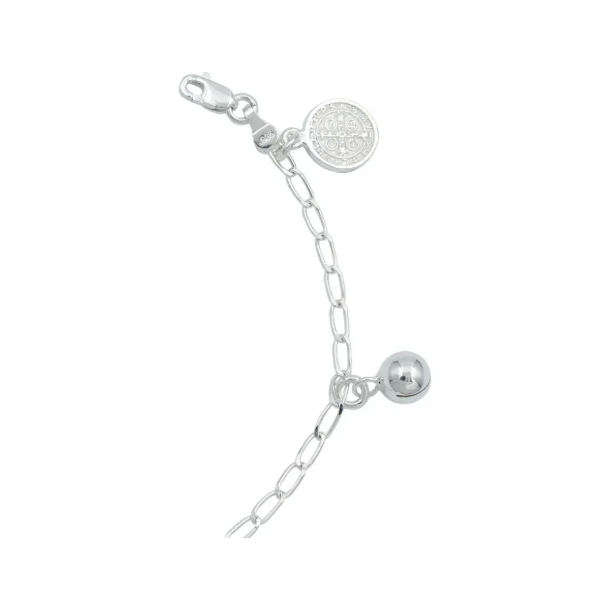 Pulsera Plata 925 Medalla San Benito Doble Vista Protección - Imagen 5