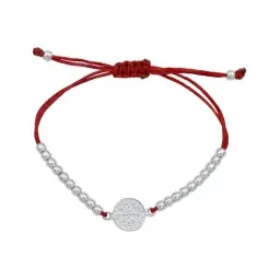 Pulsera Plata 925 San Benito Hilo Rojo Ajustable - Imagen 3