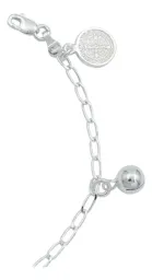 Pulsera Plata 925 Medalla San Benito Doble Vista Protección - Imagen 5