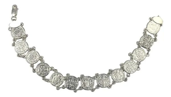 Pulsera de plata .925 plateado San Benito ajustable — Joyaris