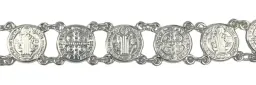 Pulsera de Plata 925 con Medallas de San Benito Unisex 19cm - Imagen 2