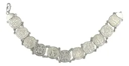 Pulsera de Plata Ley 925 con Medallas San Benito Diseño Artesanal - Imagen 1