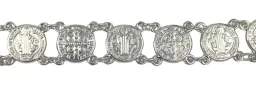 Pulsera de Plata Ley 925 con Medallas San Benito Diseño Artesanal - Imagen 3