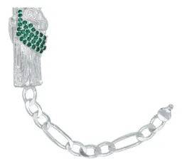 Pulsera Plata 925 San Judas Tadeo Cadena Figaro con Zirconia Verde - Imagen 4