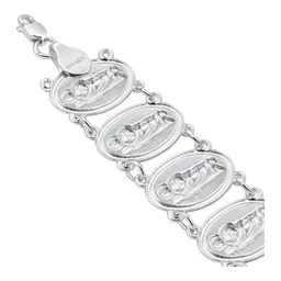 Pulsera San Judas Tadeo de Plata .925 con Medallas Ovaladas 20 cm - Imagen 2