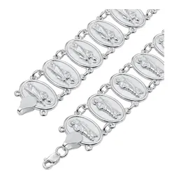 Pulsera San Judas Tadeo de Plata .925 con Medallas Ovaladas 20 cm - Imagen 3