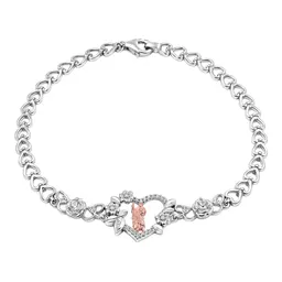 Pulsera San Judas Tadeo de Plata .925 Florentina con Zirconias 19 cm - Imagen 1