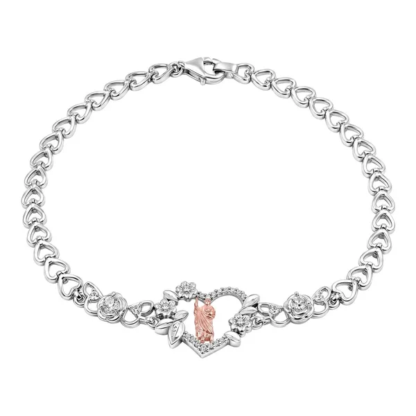 Pulsera San Judas Tadeo de plata italiana .925 acabado florentino con zirconia de 19 cm - Joyaris