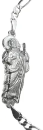 Pulsera Esclava Plata 999 San Judas Tadeo Cadena Figaro para Hombre - Imagen 3