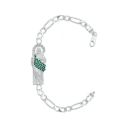 Pulsera Plata 925 San Judas Tadeo Cadena Figaro con Zirconia Verde - Imagen 1