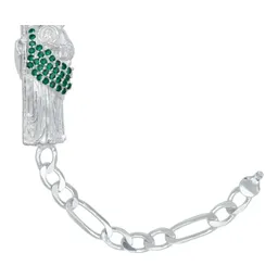 Pulsera Plata 925 San Judas Tadeo Cadena Figaro con Zirconia Verde - Imagen 4