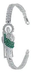 Pulsera San Judas Tadeo Rolo con Zirconias Plata .925 17.5cm - Imagen 1