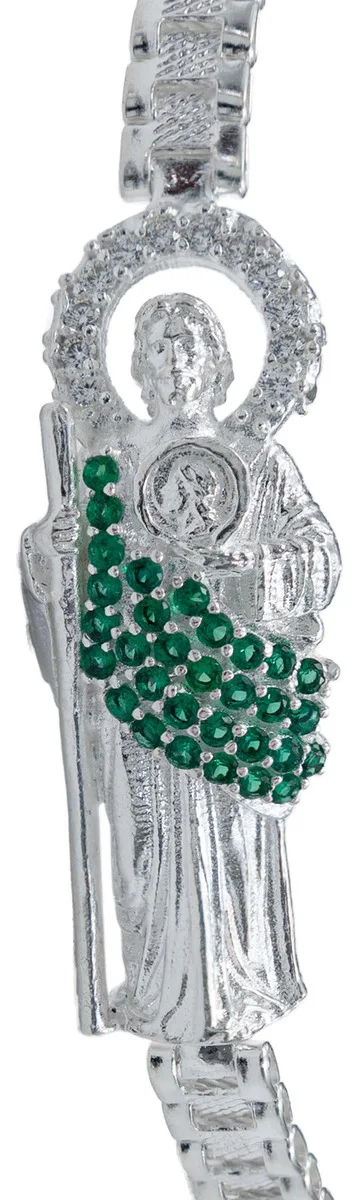 Pulsera San Judas Tadeo Rolo con Zirconias Plata .925 17.5cm - Imagen 2