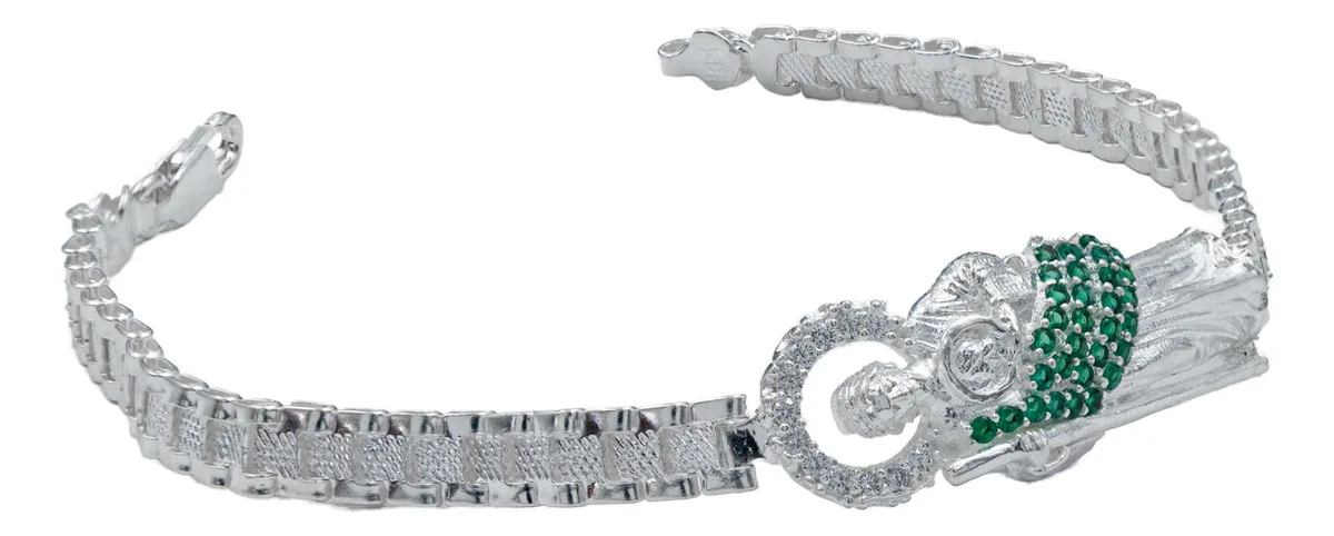 Pulsera San Judas Tadeo Rolo con Zirconias Plata .925 17.5cm - Imagen 3