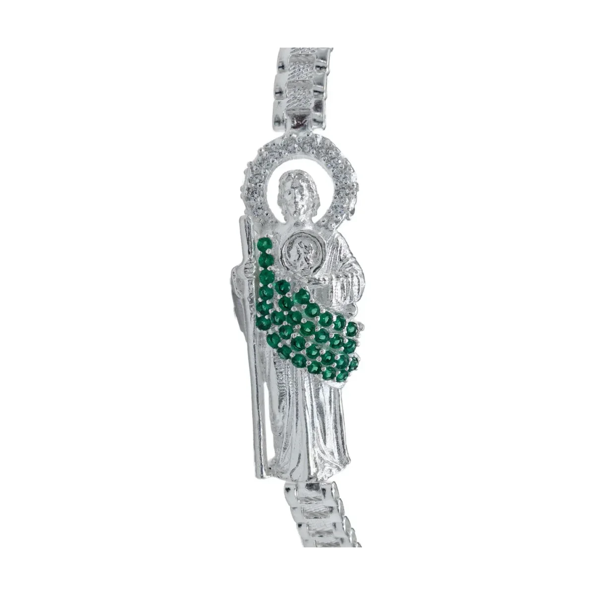 Pulsera San Judas Tadeo Rolo con Zirconias Plata .925 17.5cm - Imagen 2