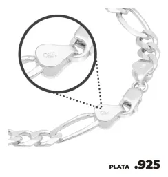 Pulsera Plata 925 Santa Muerte Zirconias Cadena Figaro para Hombre - Imagen 6