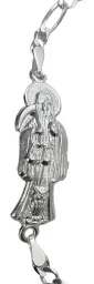 Pulsera Esclava Plata 925 Santa Muerte Cadena Figaro Hombre - Imagen 3
