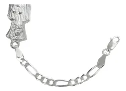 Pulsera Esclava Plata 925 Santa Muerte Cadena Figaro Hombre - Imagen 4