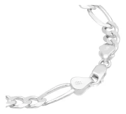 Pulsera Plata 925 Santa Muerte Zirconias Cadena Figaro 3x1 para Hombre - Imagen 5