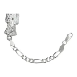 Pulsera Plata 925 Santa Muerte Cadena Figaro 3x1 Hombre - Imagen 2