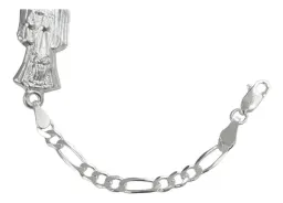 Pulsera Plata 925 Santa Muerte Cadena Figaro 3x1 Hombre - Imagen 2