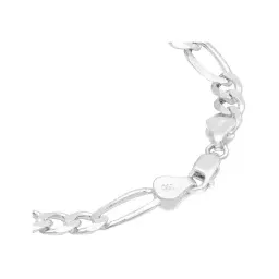 Pulsera Plata 925 Santa Muerte Zirconias Cadena Figaro 3x1 para Hombre - Imagen 5